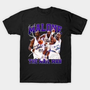 Karl Malone The Mail Man Basketball Legend Signature Vintage Retro 80s 90s Bootleg Rap Style T-Shirt